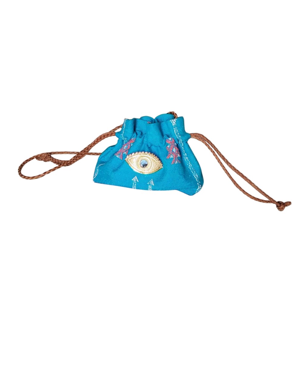 Pochette Cordon "Œil Protecteur" — Bleu — Sha AZ Marrakech