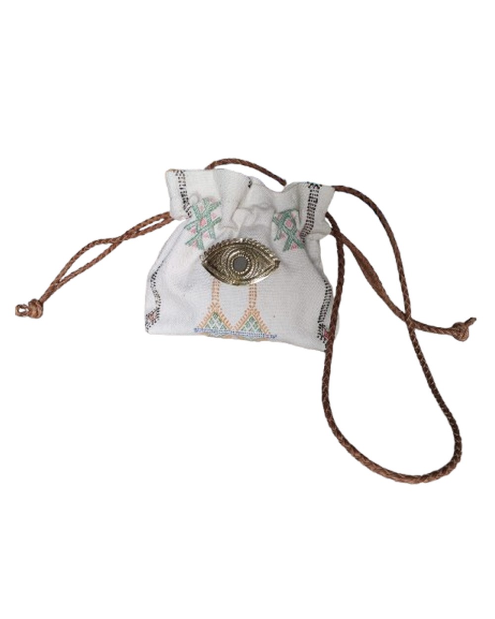 Pochette Cordon "Œil Protecteur" — Blanc — Sha AZ Marrakech