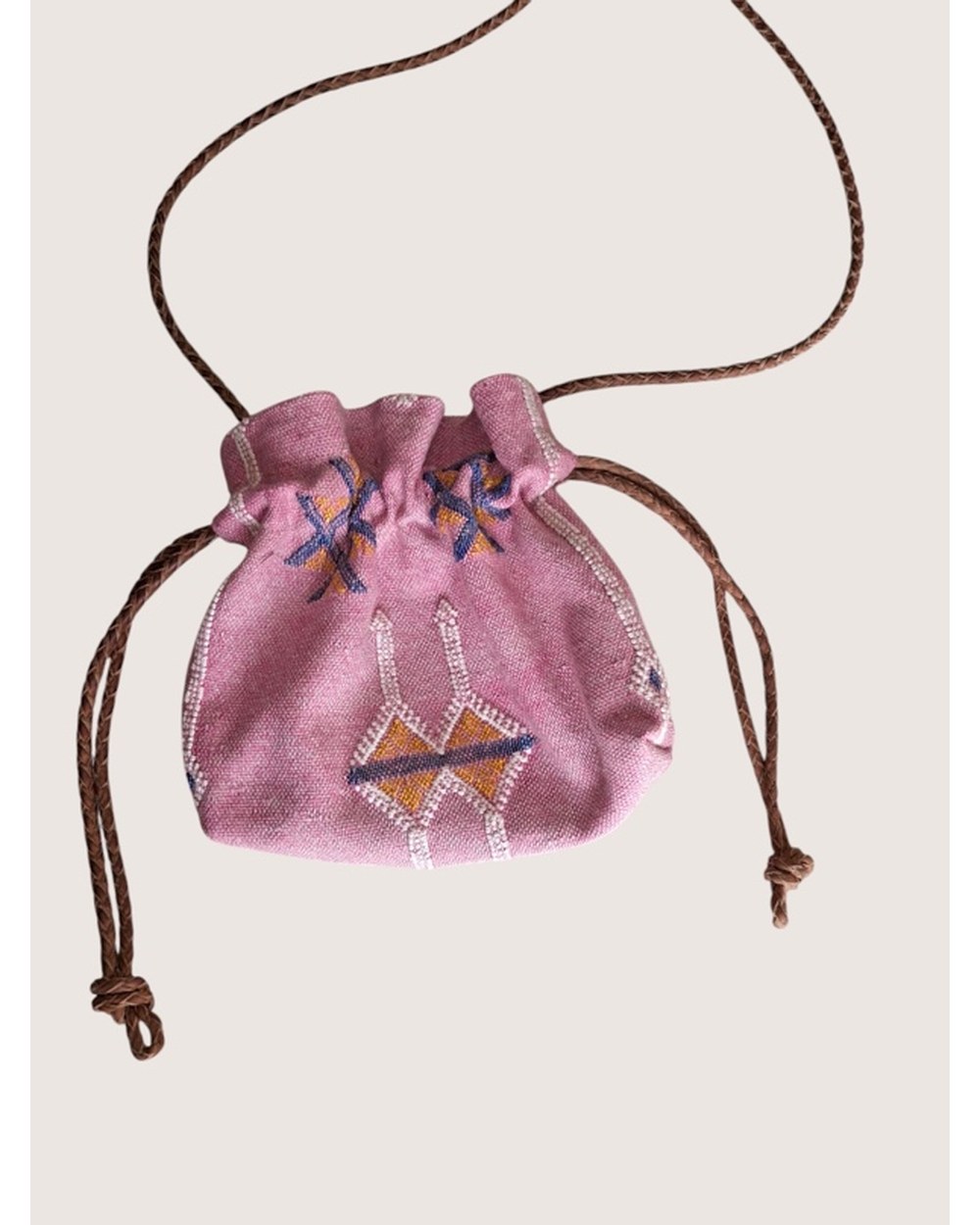 Pochette Cordon "Œil Protecteur" — Rose — Sha AZ Marrakech