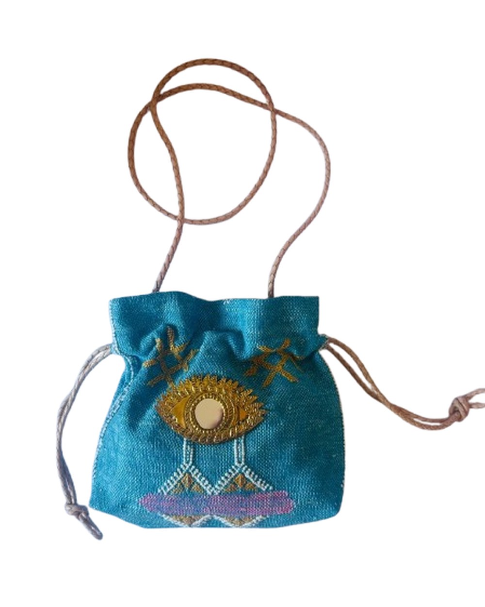 Sac Bourse Œil Protecteur — Turquoise — Sha AZ Marrakech