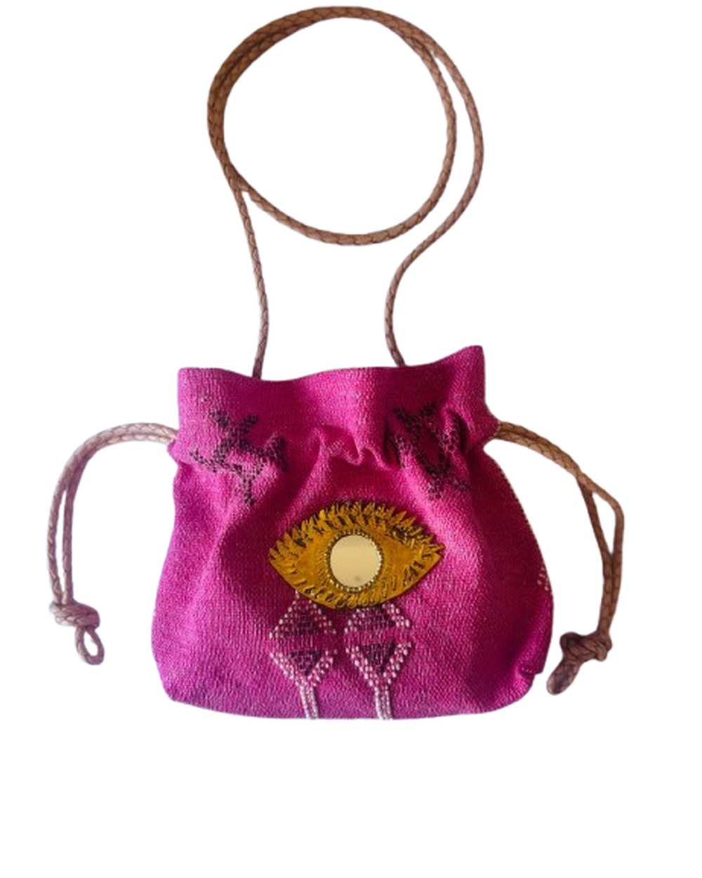 Sac Bourse Œil Protecteur — Rose Fuchsia — Sha AZ Marrakech