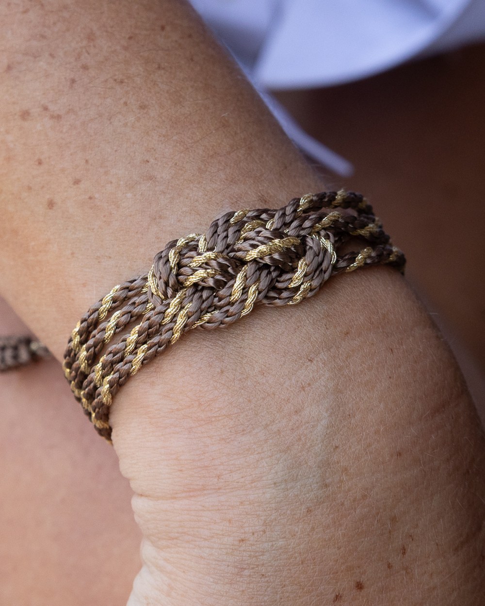 Bracelet "Nœud d'Infini" — Beige & Doré — Sha AZ Marrakech