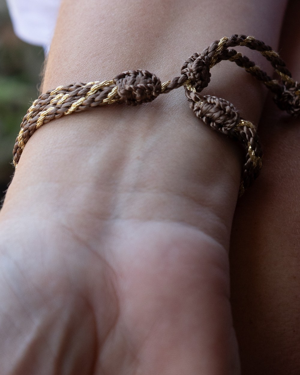 Bracelet "Nœud d'Infini" — Beige & Doré — Sha AZ Marrakech