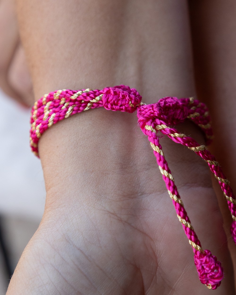 Bracelet "Nœud d'Infini" — Rose Fuchsia & Doré — Sha AZ Marrakech