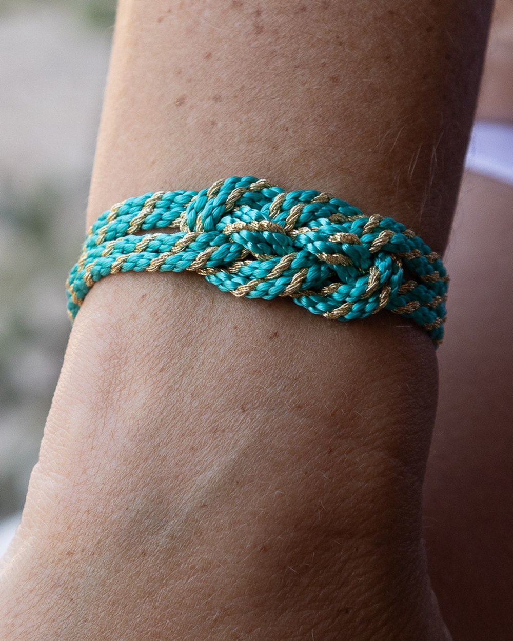 Bracelet "Nœud d'Infini" — Turquoise & Doré — Sha AZ Marrakech