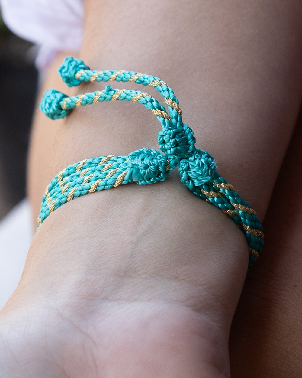Bracelet "Nœud d'Infini" — Turquoise & Doré — Sha AZ Marrakech