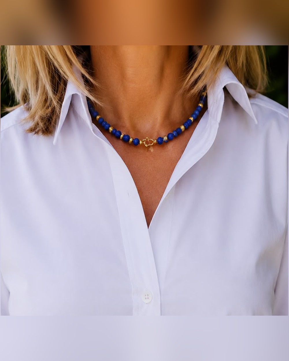 Collier Choker — Pierre de Lave Bleu Majorelle — Sha AZ Marrakech